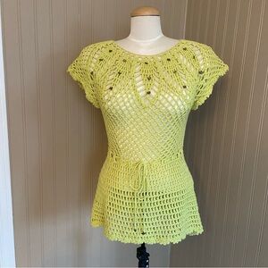 Pure Handknit 100% Cotton Crochet Top Women’s Size Small